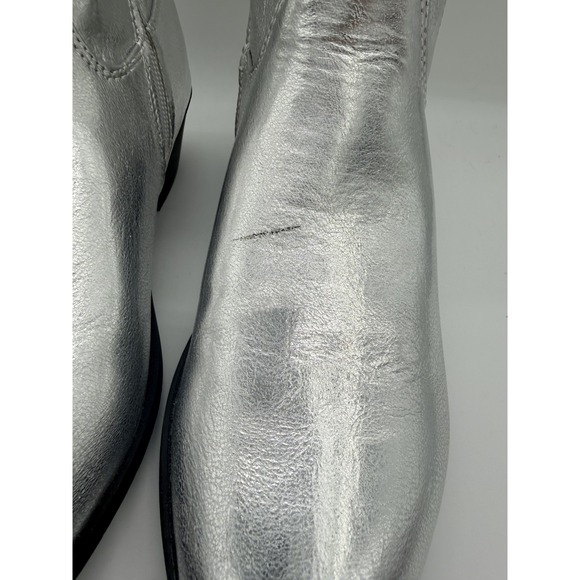 Madden NYC Boots Womens Size 5 Silver Western Mid Calf Cowboy Zip Block Heel - Picture 4 of 11